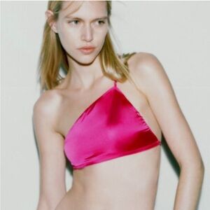 Zara Hot Pink Silk Crop NWT